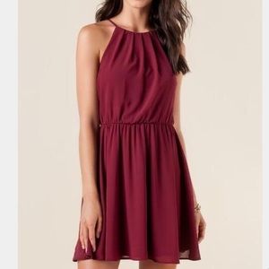 Francesca's Maroon Lush Mini Dress